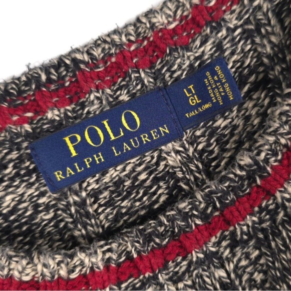 POLO RALPH‎ LAUREN HONG KONG MADE Cotton Knit Pullover Sweater Marled Size LT/GL - Picture 6 of 10